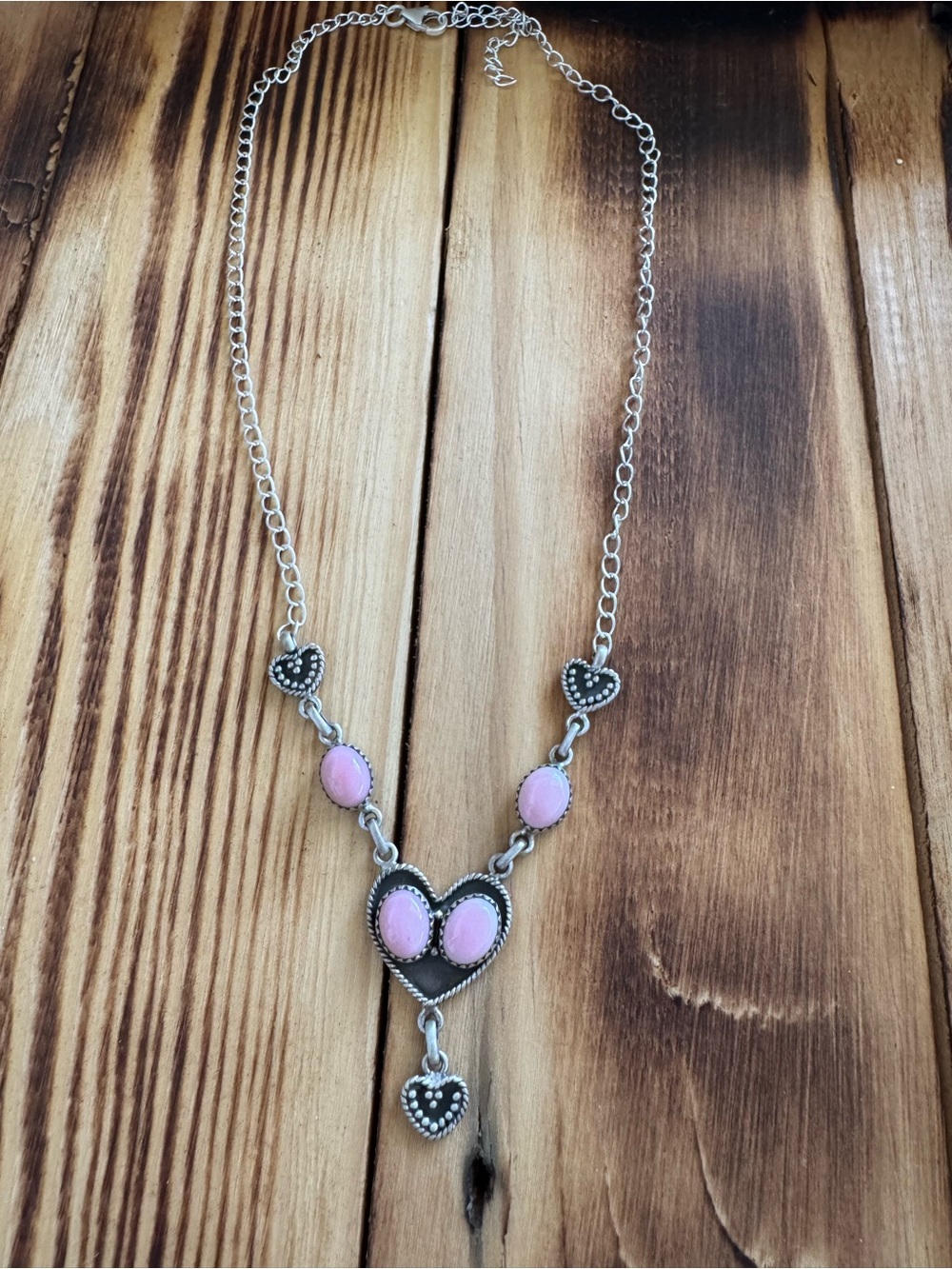 Sterling Silver Pink Conch Heart Pendant Necklace